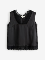 Laura Ashley Black Lace Trim V-Neck Cami Top - Image 6 of 8