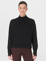 Sweaty Betty Black After Class Funnel Neck Sweatshirt - Image 1 of 7