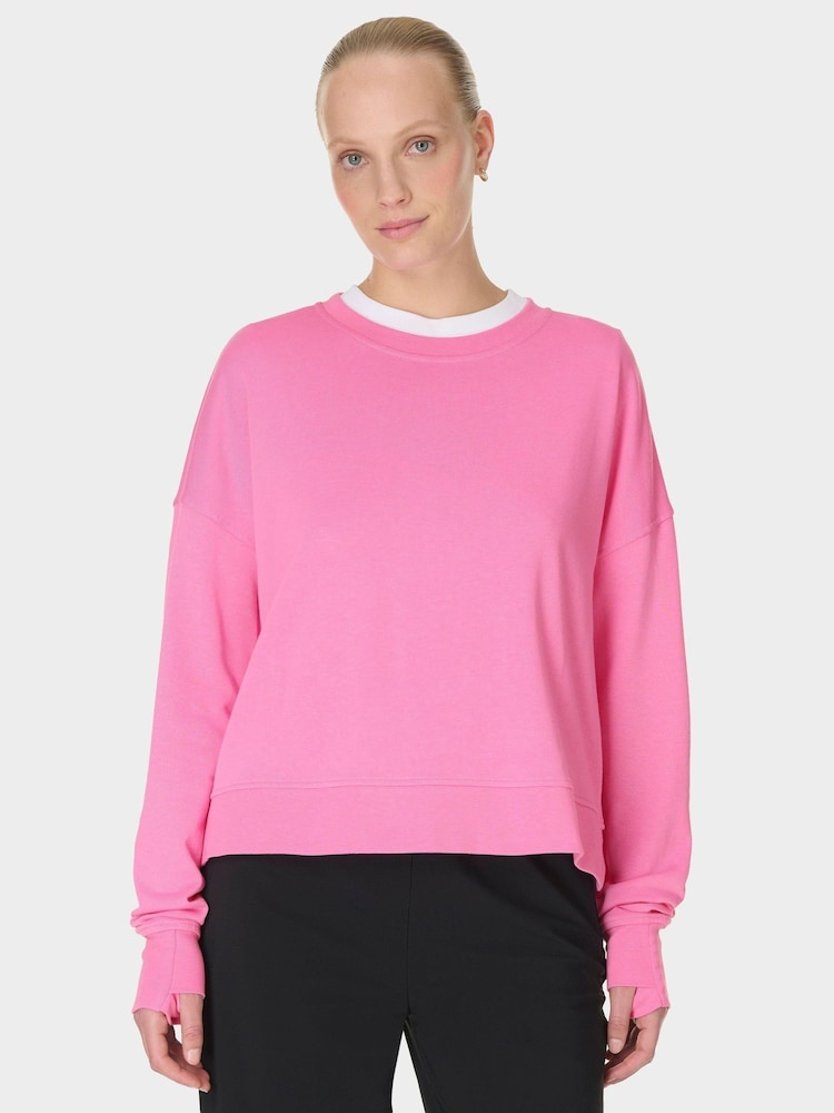 Sweaty Betty Dark Pink After Class Crop Sweatshirt - Image 1 of 7