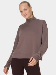 Sweaty Betty Brown After Class Funnel Neck Sweatshirt - Image 1 of 7