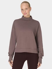 Sweaty Betty Brown After Class Funnel Neck Sweatshirt - Image 3 of 7