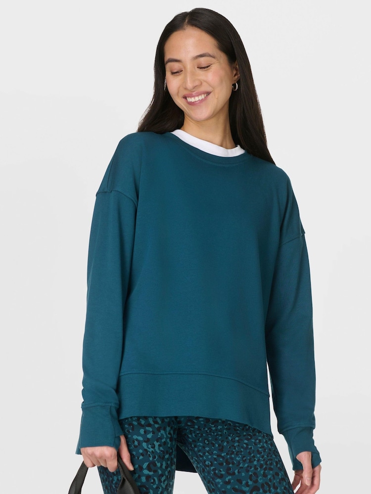 Sweaty Betty Green After Class Longline Sweatshirt - Image 1 of 7
