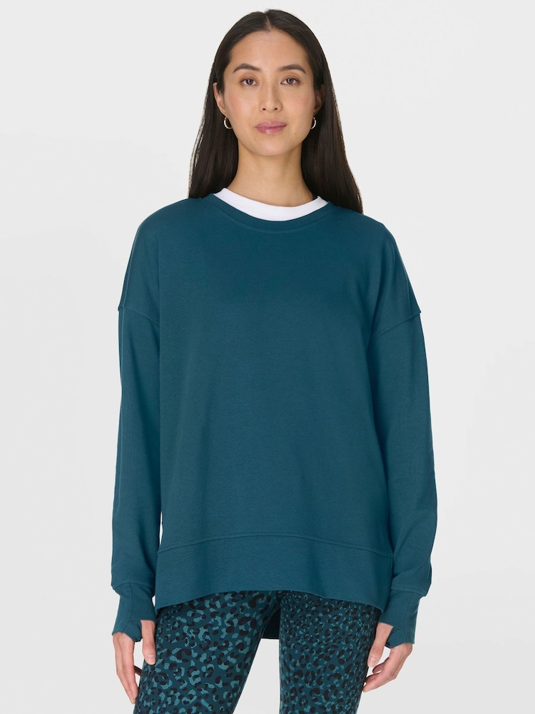 Sweaty Betty Green After Class Longline Sweatshirt - Image 2 of 7