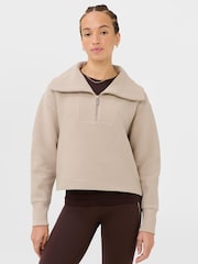 Sweaty Betty – Peaceful – geripptes Half-Zip-Cropped-Sweatshirt - Bild 1 von 7