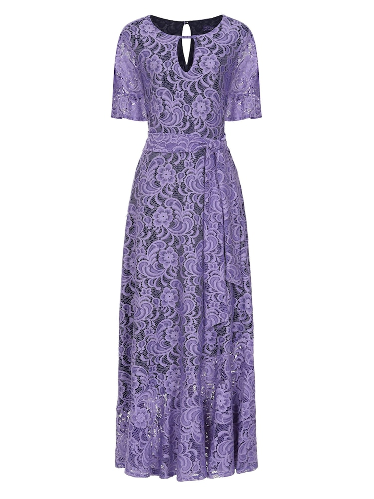 Hot Squash Purple Asymmetric Lace Keyhole Dress - Image 1 of 1