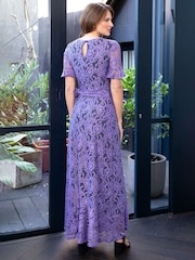 Hot Squash Purple Asymmetric Lace Keyhole Dress - Image 2 of 4