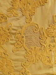 Love & Roses Ochre Yellow Textured Puffball Tie Shoulder Midi Dress - Image 5 of 5