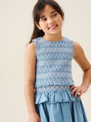 Angel & Rocket Blue Mia Shirred Denim Top And Skirt - Image 3 of 5