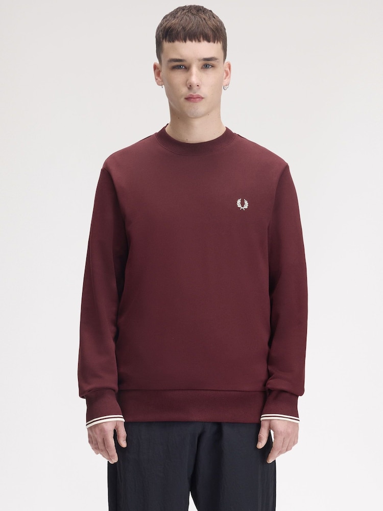 Fred Perry Red Crew Neck Sweatshirt - Image 1 of 5