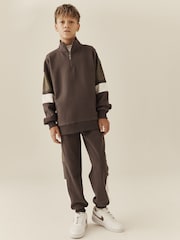 Mink Brown Funnel Neck Zip Up Joggers Set (3-16yrs) - Image 1 of 10