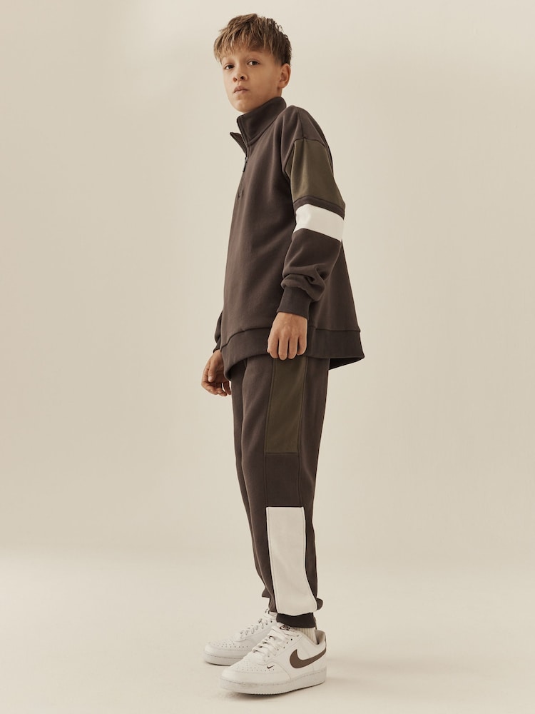 Mink Brown Funnel Neck Zip Up Joggers Set (3-16yrs) - Image 2 of 10 Mink Brown Funnel Neck Zip Up Joggers Set (3-16yrs) - Image 2 of 10