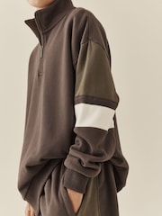 Mink Brown Funnel Neck Zip Up Joggers Set (3-16yrs) - Image 5 of 10