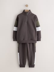 Mink Brown Funnel Neck Zip Up Joggers Set (3-16yrs) - Image 6 of 10