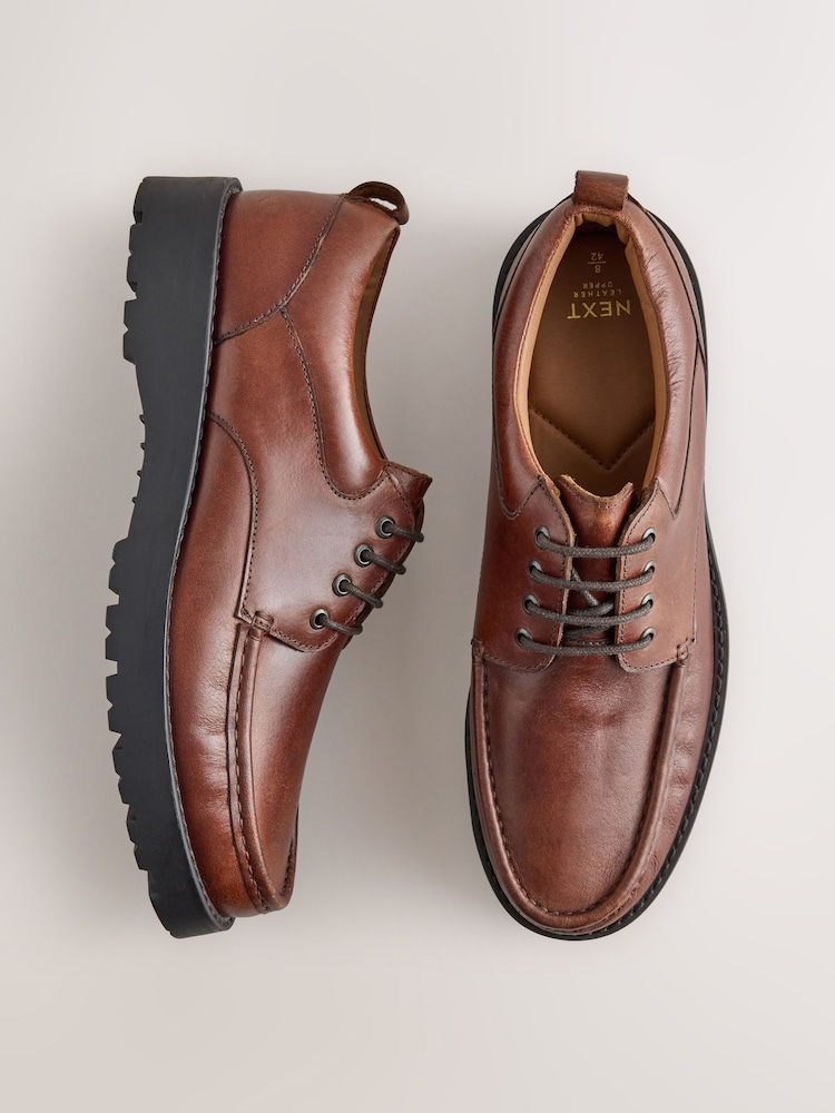 Tan Brown Apron Leather Shoes - Image 1 of 4 Tan Brown Apron Leather Shoes - Image 1 of 4