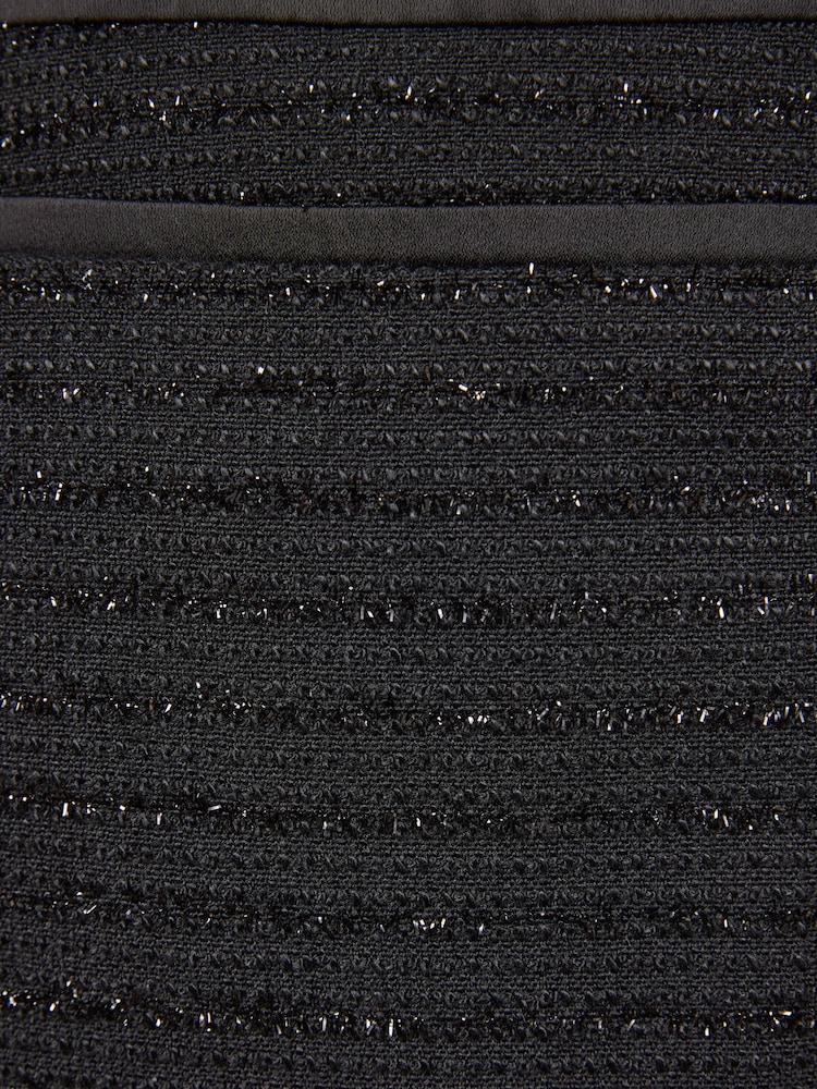 Love & Roses Black Petite Tailored Shimmer Boucle Lace Hem Mini Skirt - Image 4 of 4