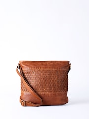 Lakeland Leather Brown Storrs Woven Cross-Body Bag - Image 3 of 7