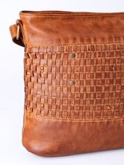 Lakeland Leather Brown Storrs Woven Cross-Body Bag - Image 5 of 7