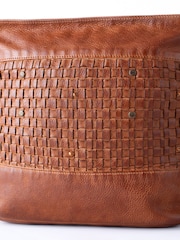 Lakeland Leather Brown Storrs Woven Cross-Body Bag - Image 6 of 7