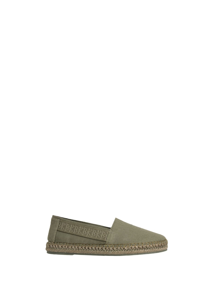 Calvin Klein Green Canvas Logo Espadrilles - Image 1 of 3 Calvin Klein Green Canvas Logo Espadrilles - Image 1 of 3