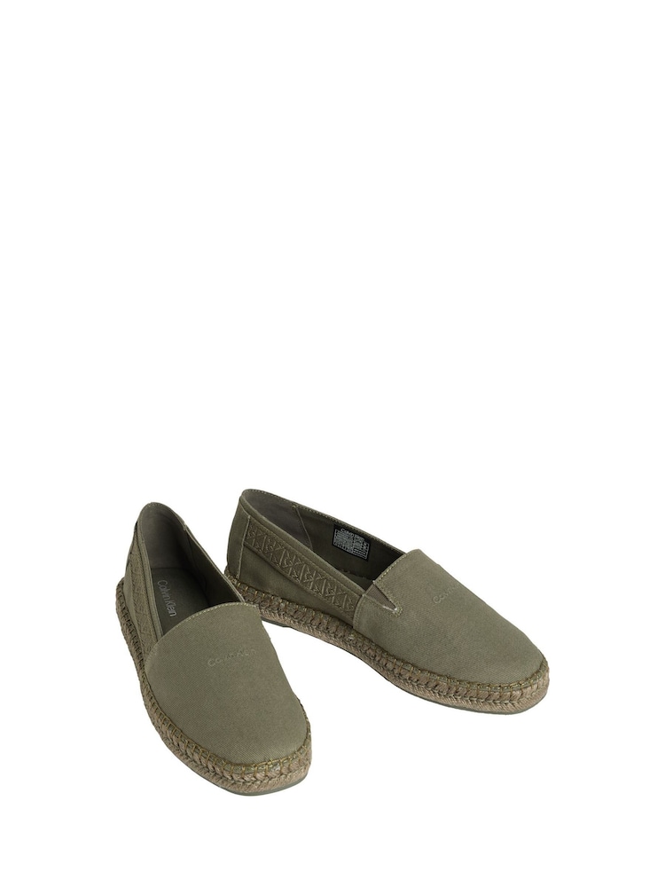 Calvin Klein Green Canvas Logo Espadrilles - Image 2 of 3 Calvin Klein Green Canvas Logo Espadrilles - Image 2 of 3