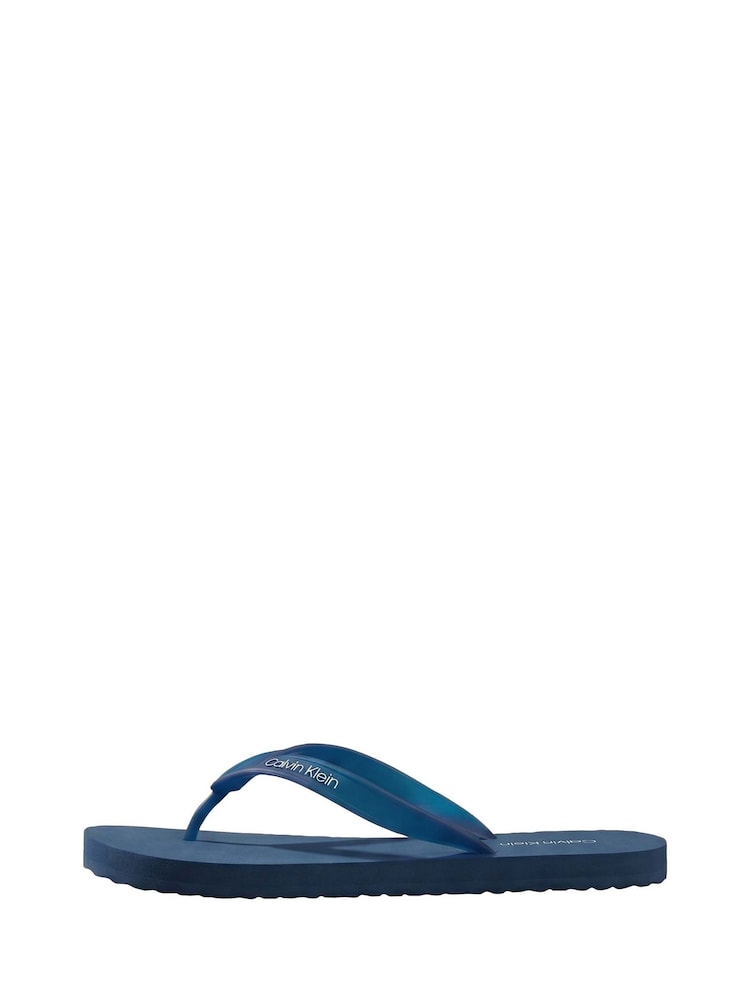 Calvin Klein Blue Logo Flip Flops - Image 2 of 6 Calvin Klein Blue Logo Flip Flops - Image 2 of 6