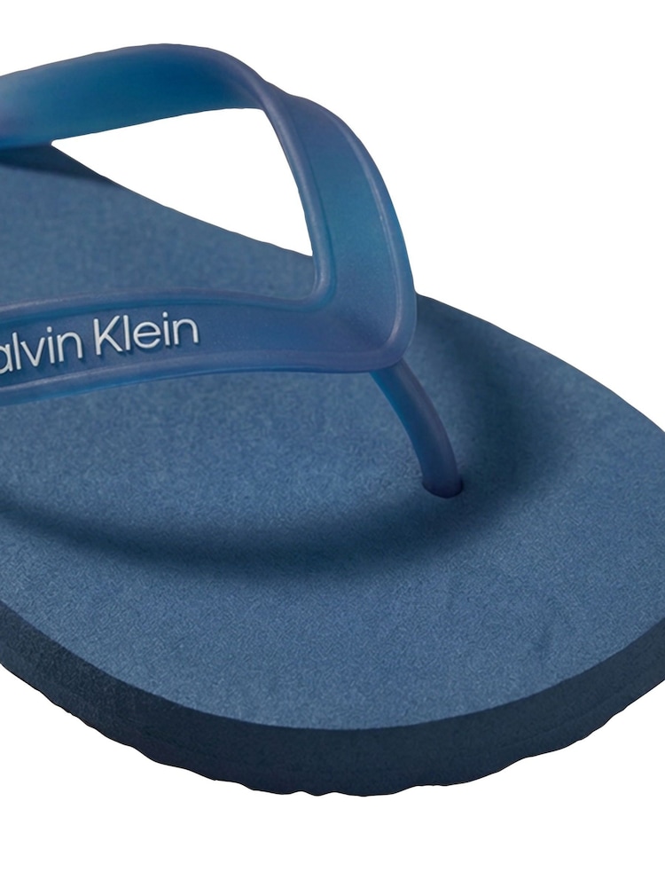 Calvin Klein Blue Logo Flip Flops - Image 6 of 6 Calvin Klein Blue Logo Flip Flops - Image 6 of 6