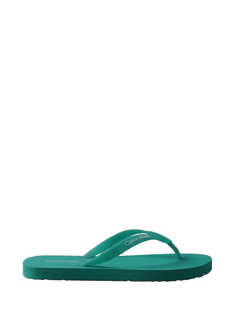 Calvin Klein Green Logo Flip Flops - Image 1 of 6 Calvin Klein Green Logo Flip Flops - Image 1 of 6