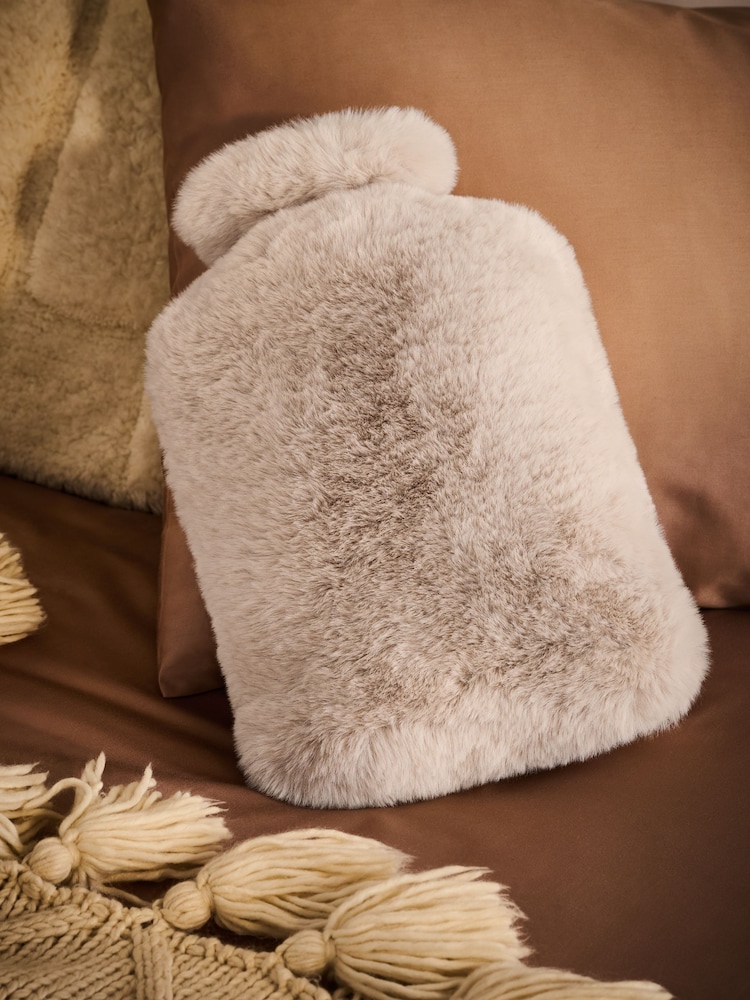 Natural Faux Fur Hot Water Bottle - Image 1 of 3 Natural Faux Fur Hot Water Bottle - Image 1 of 3