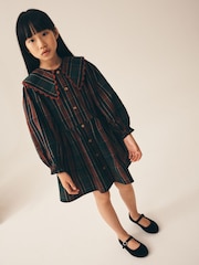 Qırmızı - Collar Tartan Dress (3-16yrs) - 9şəkildən 2 şəkil