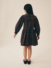Qırmızı - Collar Tartan Dress (3-16yrs) - 9şəkildən 3 şəkil