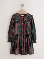 Qırmızı - Collar Tartan Dress (3-16yrs) - 9şəkildən 6 şəkil