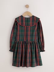 Qırmızı - Collar Tartan Dress (3-16yrs) - 9şəkildən 7 şəkil
