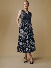Laura Ashley Monochrome Gosford Print Midi Skirt - Image 2 of 5