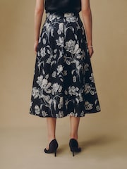 Laura Ashley Monochrome Gosford Print Midi Skirt - Image 3 of 5