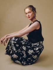 Laura Ashley Monochrome Gosford Print Midi Skirt - Image 4 of 5