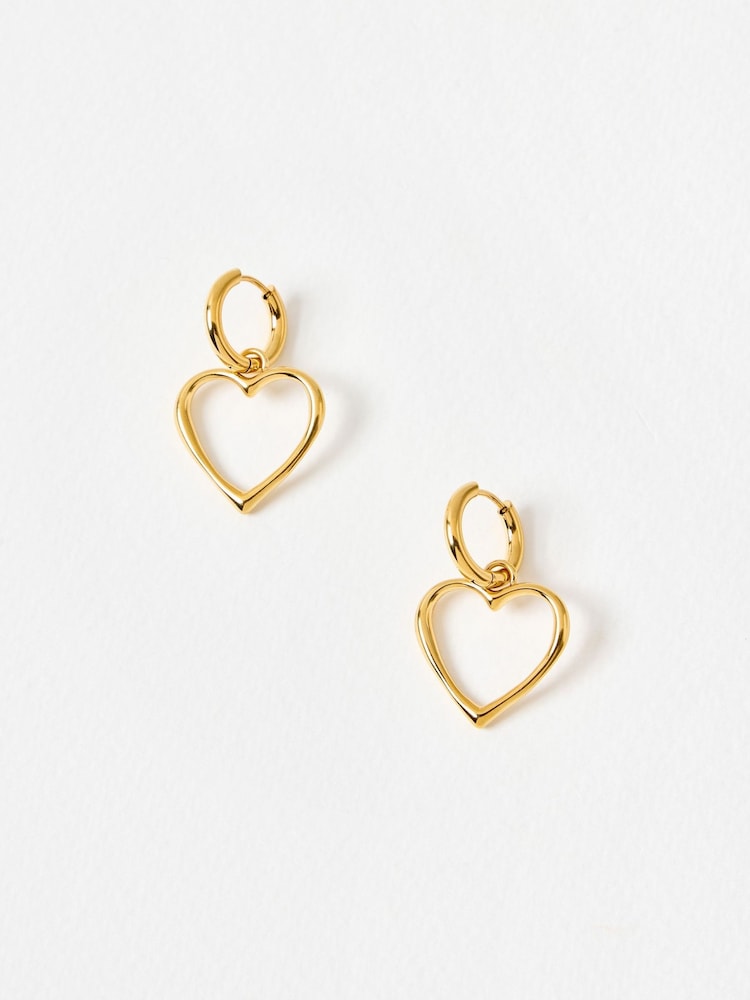 Oliver Bonas Gold Tone Danica Stainless Steel Waterproof Heart Drop Earrings - Image 2 of 5