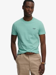 Superdry Green Essential Serif Logo Embroidered T-Shirt - Image 1 of 7