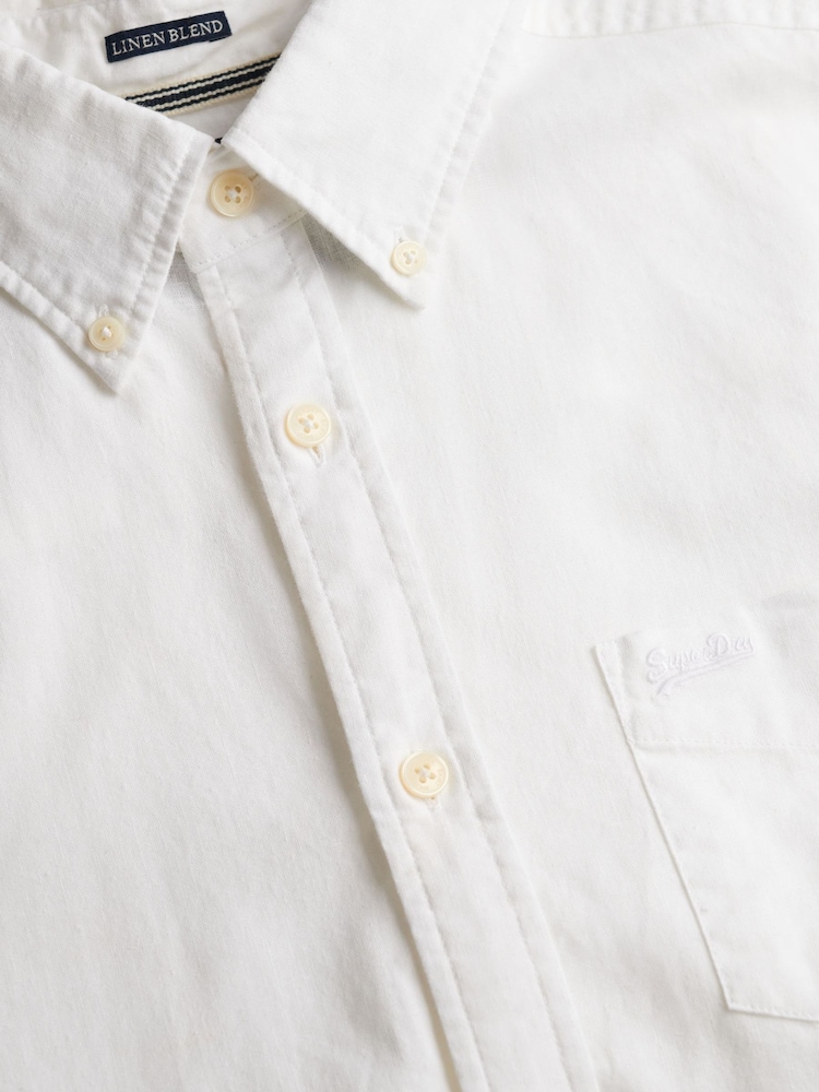 Superdry City 棉亚麻短袖衬衫 - 7的图像7｝