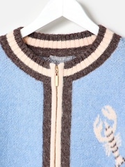 Oliver Bonas Blue Lobster Zip Up Knitted Bomber Jacket - Image 3 of 7