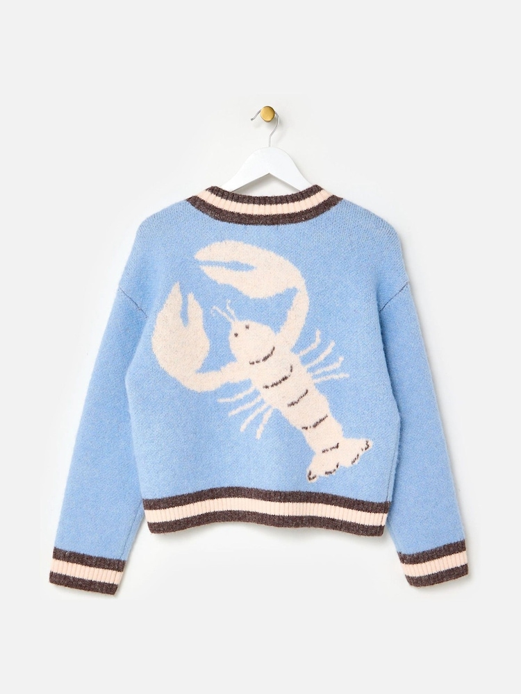 Oliver Bonas Blue Lobster Zip Up Knitted Bomber Jacket - Image 7 of 7