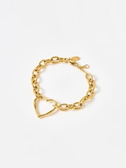 Oliver Bonas Gold Tone Danica Waterproof Heart Chain Bracelet - Image 1 of 4