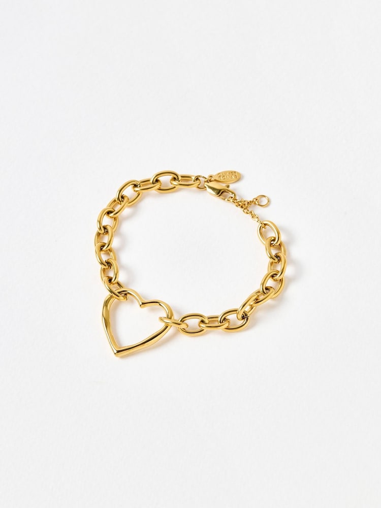 Oliver Bonas Gold Tone Danica Waterproof Heart Chain Bracelet - Image 1 of 4