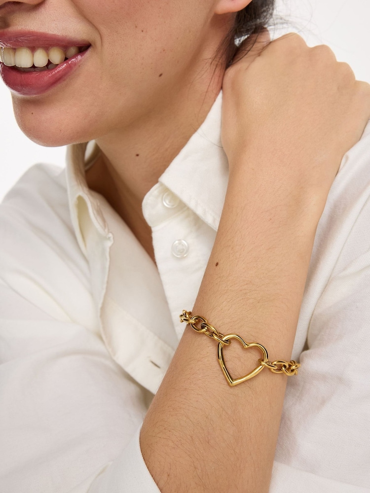 Oliver Bonas Gold Tone Danica Waterproof Heart Chain Bracelet - Image 4 of 4