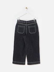 Oliver Bonas Denim Scalloped Pocket Cropped Wide Leg Jeans - صورة 4 من 7