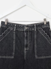 Oliver Bonas Denim Scalloped Pocket Cropped Wide Leg Jeans - صورة 5 من 7