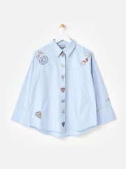 Oliver Bonas Hellblaues Besticktes Hemd mit Weiten Ärmeln - Bild 3 von 8