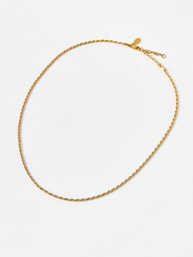 Oliver Bonas Gold Tone Cora Stainless Steel Waterproof Twist Chain Necklace - Image 1 of 4