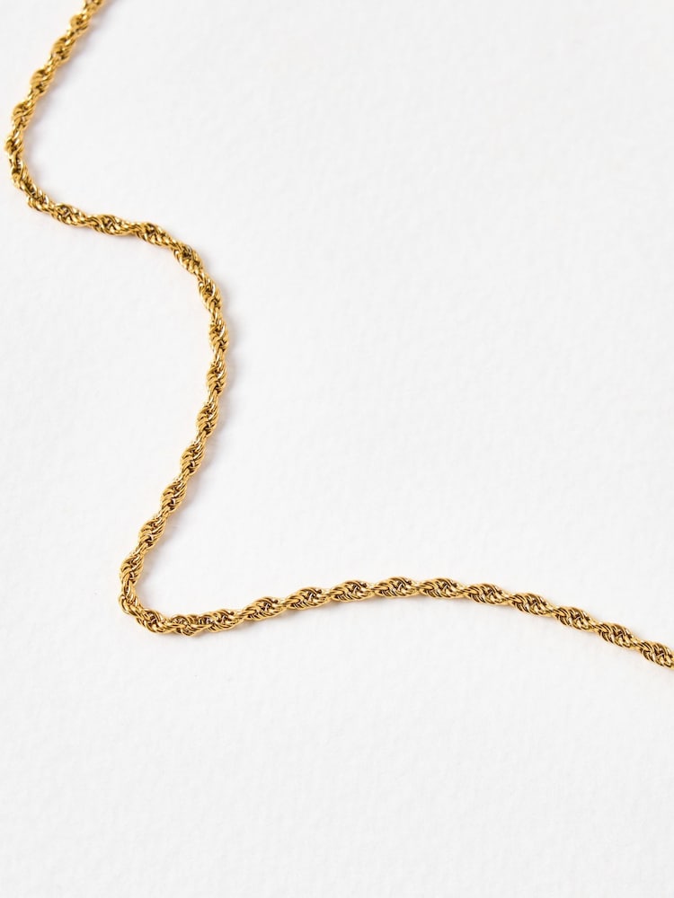 Oliver Bonas Gold Tone Cora Stainless Steel Waterproof Twist Chain Necklace - Image 2 of 4