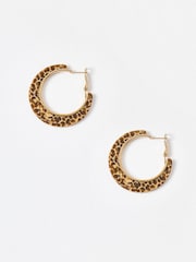 Oliver Bonas Brown Sofie Speckled Resin Hoop Earrings - Image 2 of 5