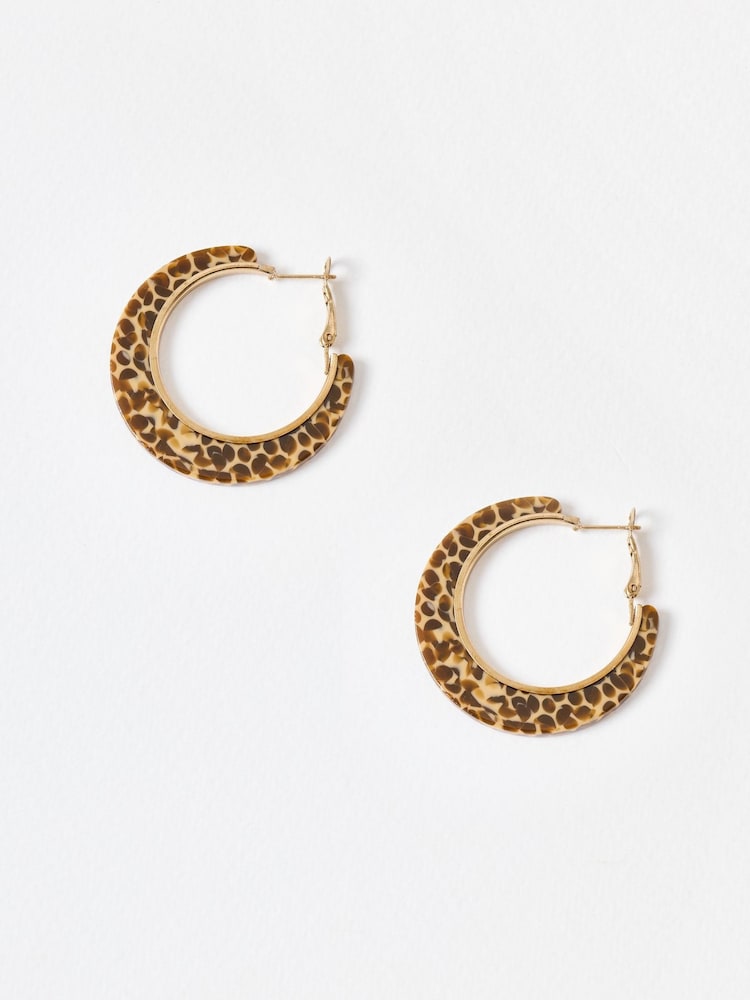 Oliver Bonas Brown Sofie Speckled Resin Hoop Earrings - Image 2 of 5
